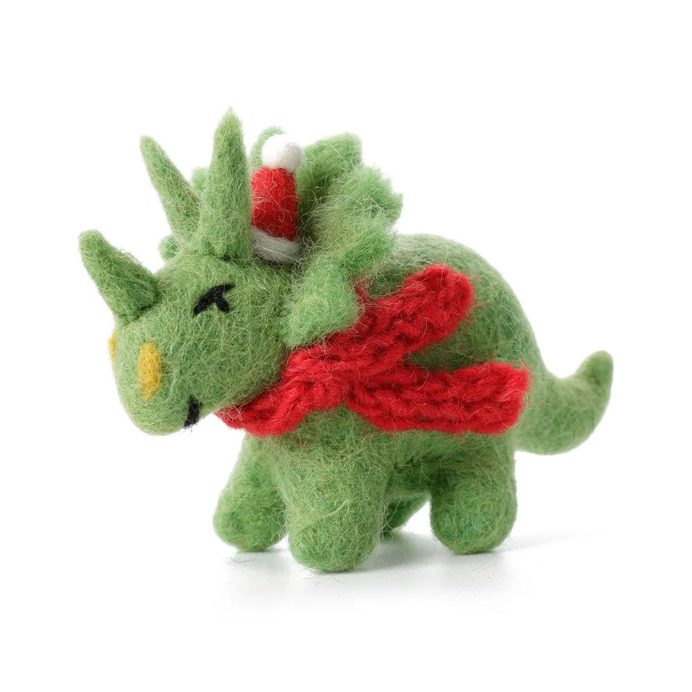 Triceratops in Hat & Scarf Felt Decoration