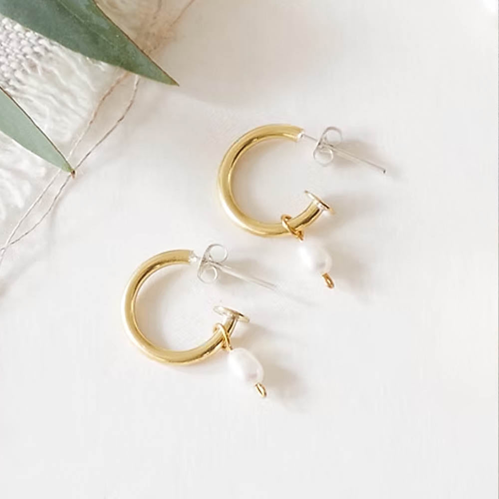 Pearl Hoop Small Studs