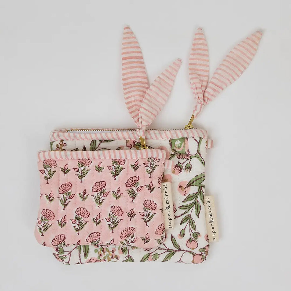 Floral Blush Zipped Pouch - Set of 2