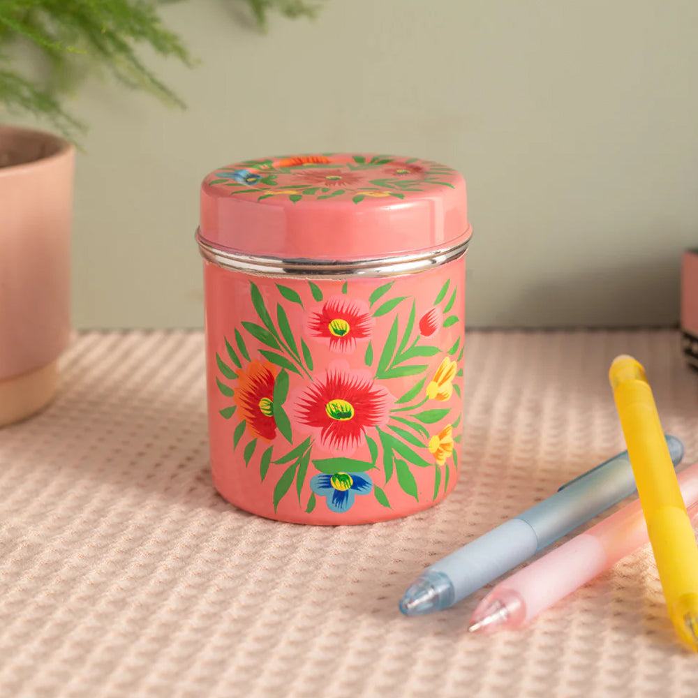 Kashmiri Storage Tin - Pink