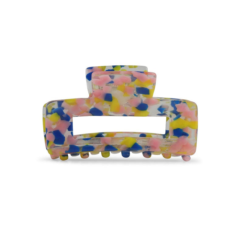 Resin Bulldog Hairclip - Blue/Yellow/Peach