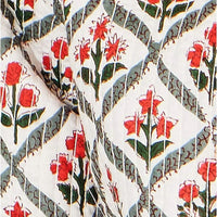 White Peacock Print Reversible Cotton Quilted Jacket