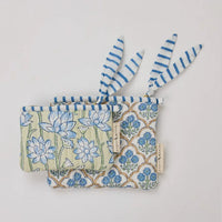 Floral Indigo Zipped Pouch - Set of 2