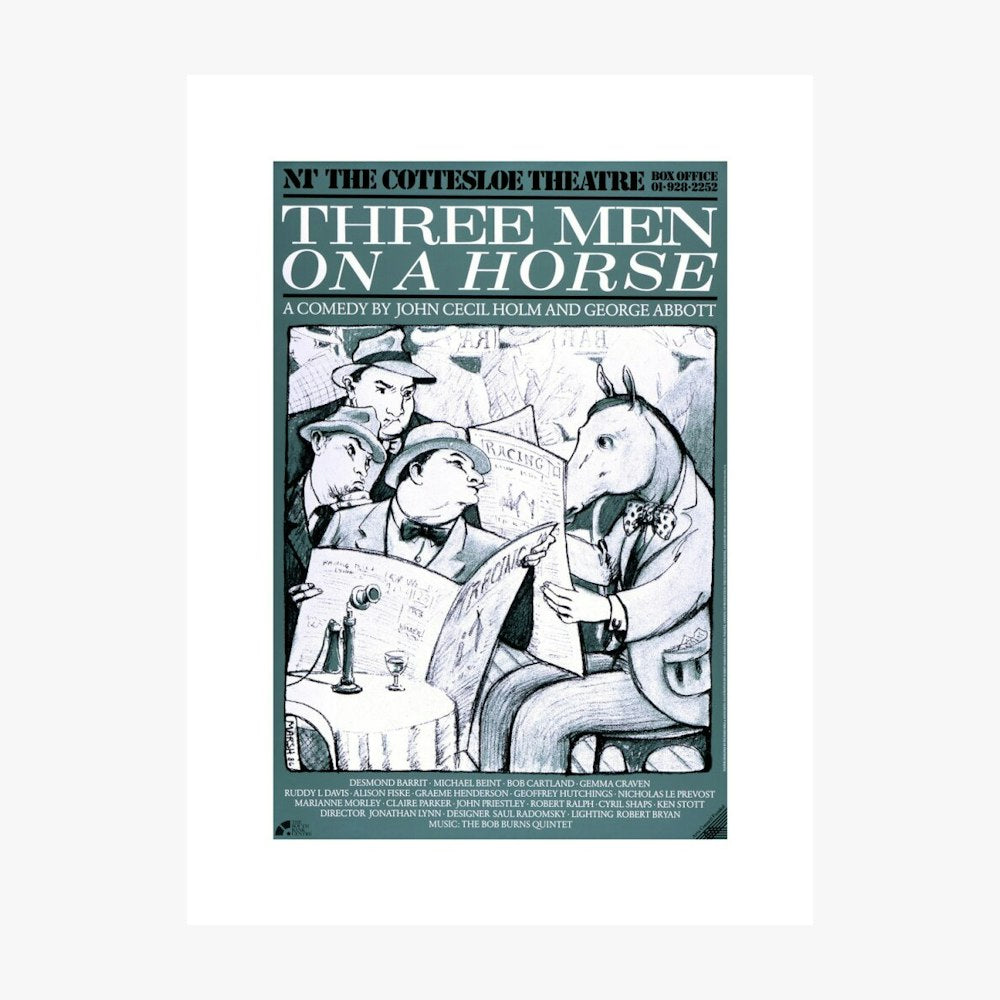 Three Men on a Horse 1987 Print