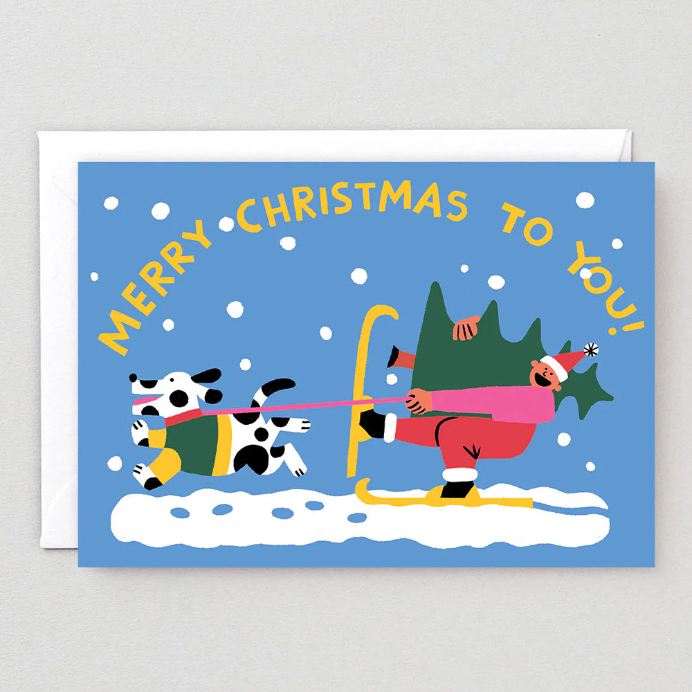 Merry Christmas Skiing Card