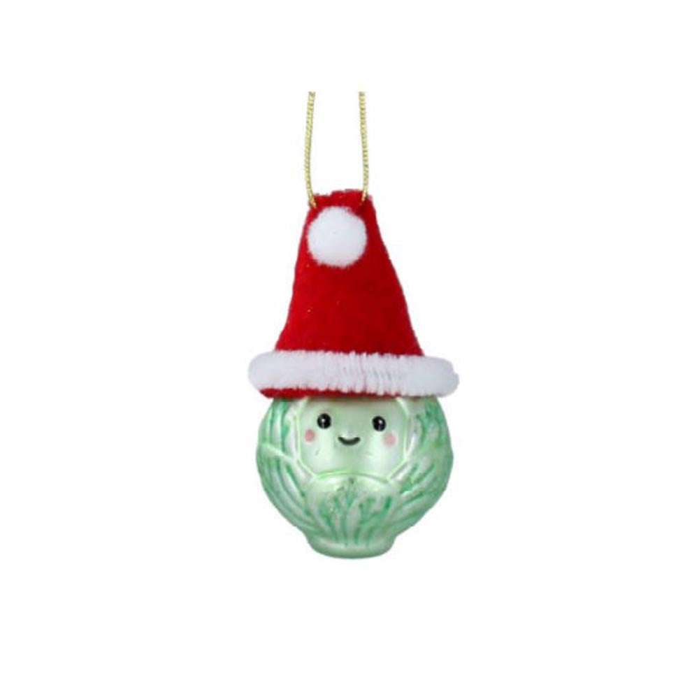 Glass Sprout with Santa Hat Decoration