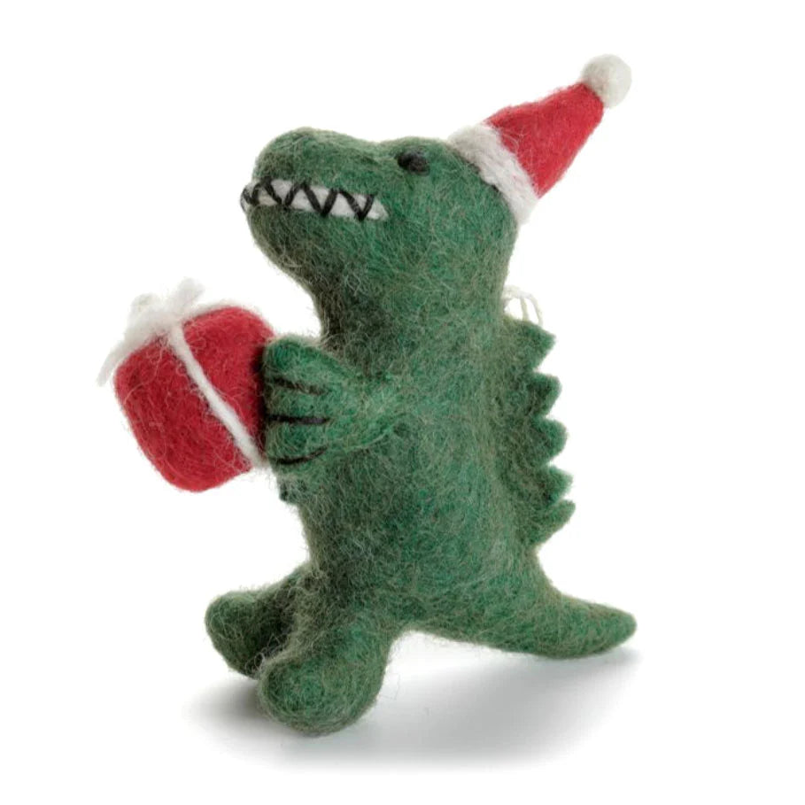 T-Rex with Present Felt Decoration