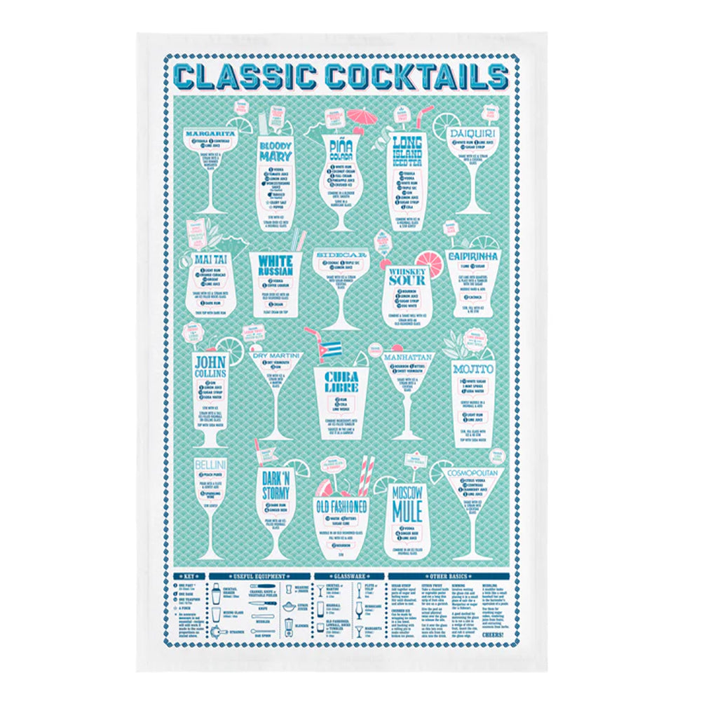 Classic Cocktails Tea Towel